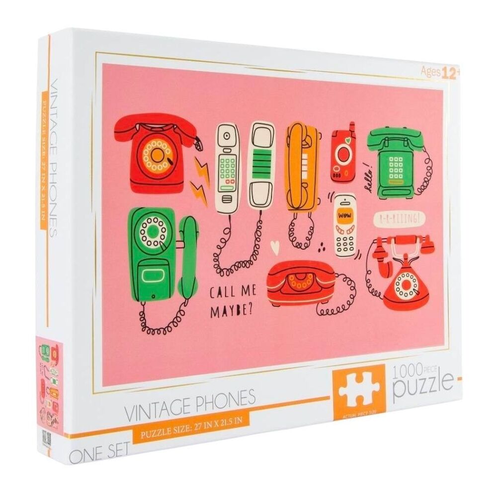 Vintage Phones 1000-Piece Jigsaw Puzzle – Colorful Retro Art (Ages 12+) NEW